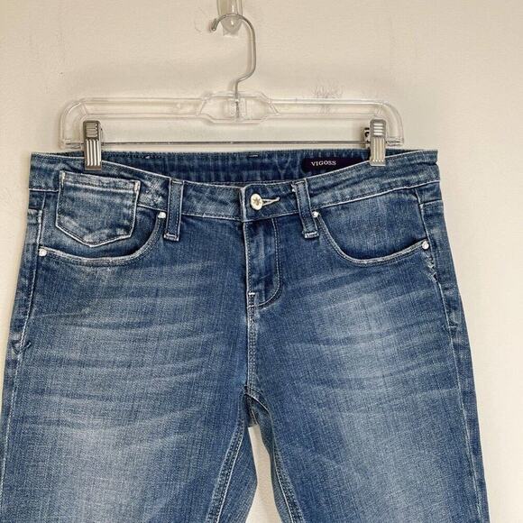 Vigoss Women's Bootcut Jeans Sz 30 Distressed Low Rise Medium Wash Denim Stretch - Picture 4 of 9